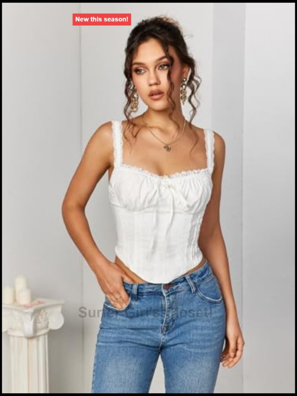 Lace Corset Crop Top Square Neck Tie Backless Y2K Going Out Bustier Tank - Picture 2 of 6